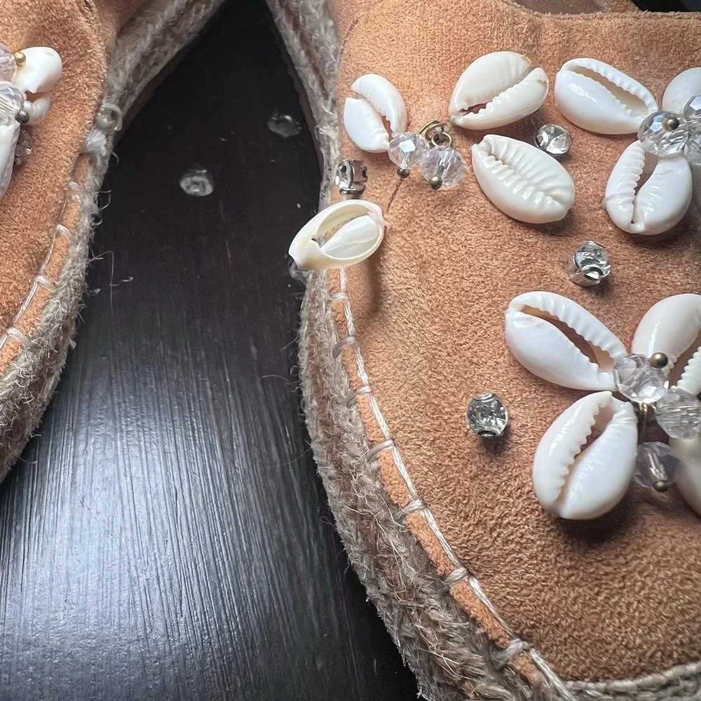 Women's Seastar Espadrills Camel W Seashells Size EU 40 (US 9) Slip On Shoes *se